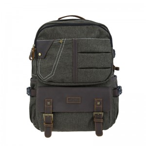 18SC-6891D Army Green Durabel vászon valódi bőr hátizsák üzleti laptop hordtáska valódi utazási csomag
