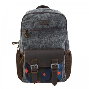 18SC-6942D utazási vászon hátizsák valódi bőr hátizsákkal, ifjúsági nappali